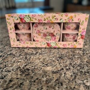 Porcelain teacup and saucer tea set floral coquette design NIB by Grace Teaware